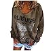 Produktbild LIVE Life Rock RULL Letter Druck Langarm T Shirts College Teens Sportwear Eule Print Loose Sweatshirt Damen V-Ausschnitt Einfarbig Basic Pullover Oberteil Trend Streetwear Tops