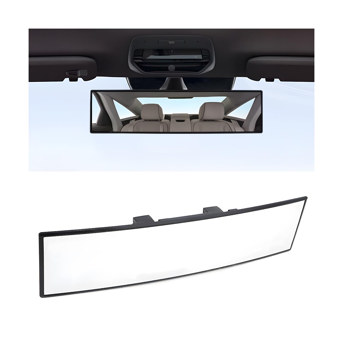 Mandark Car Rear View Mirror, 12 Inch Panoramic Clip On Convex Auto Rearview Mirror, HD Anti Glare & Wide Viewing Range Vehicle Interior Accessories, Universal for SUV Sedan Truck (Whtie)-image-46