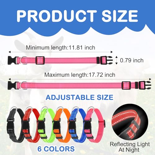 Image of Foilswirl 12 Pack Goat Collars with Number Tag Adjustable Nylon Livestock Collar with No. 01-12 ID Number Tags Sheep Collars Set for Small Livestock Farm Animal Goat Sheep Cow (Reflective)