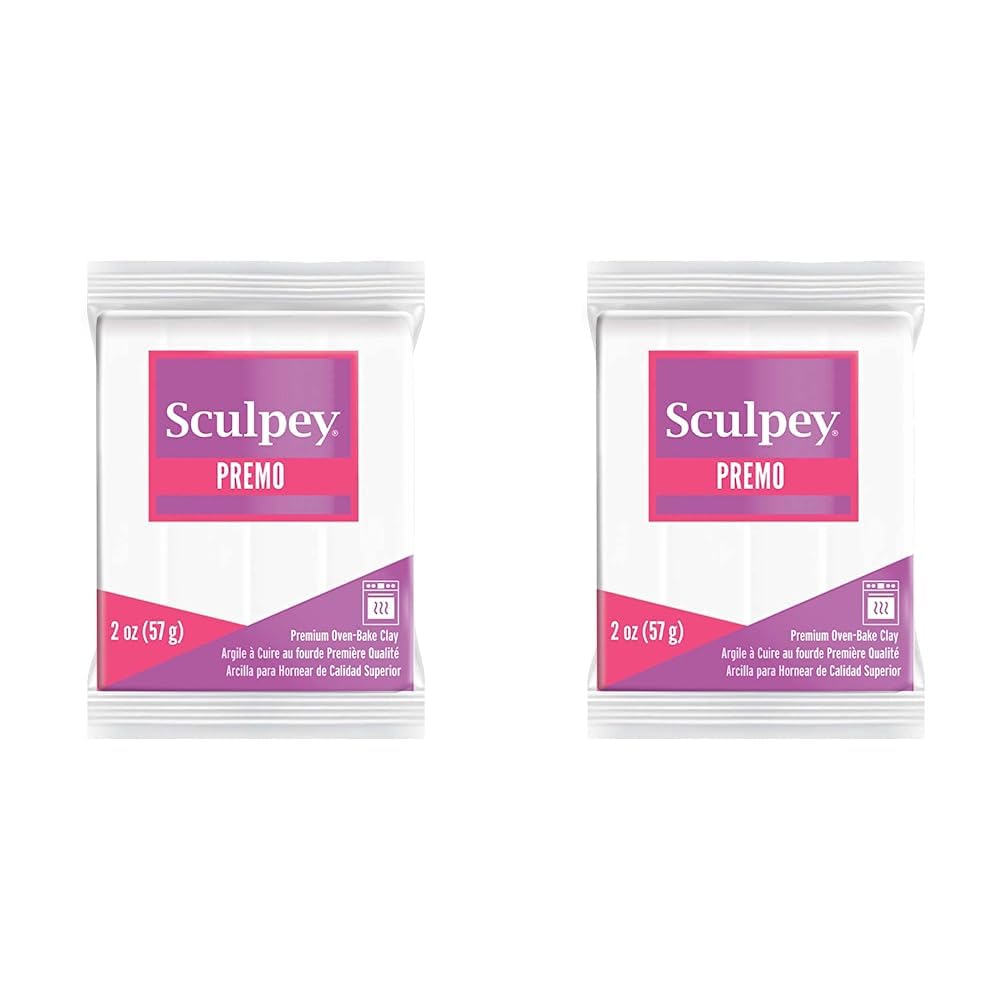 Premo Sculpey Light-Weight Professional Crafting Clay, White, 2oz (Pack of 2)