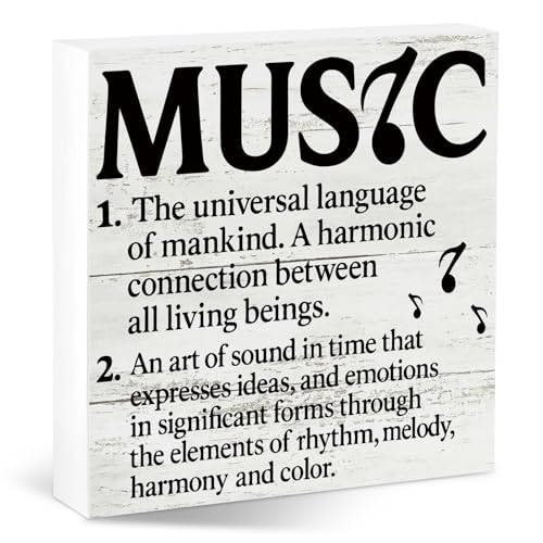 Music Explanation Wooden Desk Sign Musical Decor Room Decorations Accessories for Home Office...