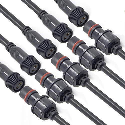 YETOR Waterproof Connectors 2 Wire,16AWG Male Female Plug LED Connector with 2Pin Waterproof Connectors,IP68 20CM Extension Cable for Car,Truck,Boat,Indoor/Outdoor LED Strip Lights.(5Pairs) - Thumbnail 2