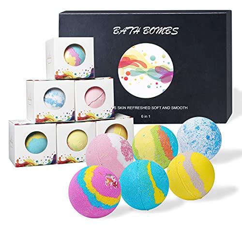Bath Bombs Set, Handmade Natural And Organic Bath Bombs, Bubble Bath Rich In Essential Oil, Shea Butter, Fizzy Spa To Moisturize Dry Skin, Birthday Gifts For Women, Girls -6Pcs #TOP5