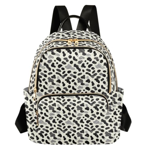 Mochila de leopardo gris con bolsillos para solucionar el desorden diario