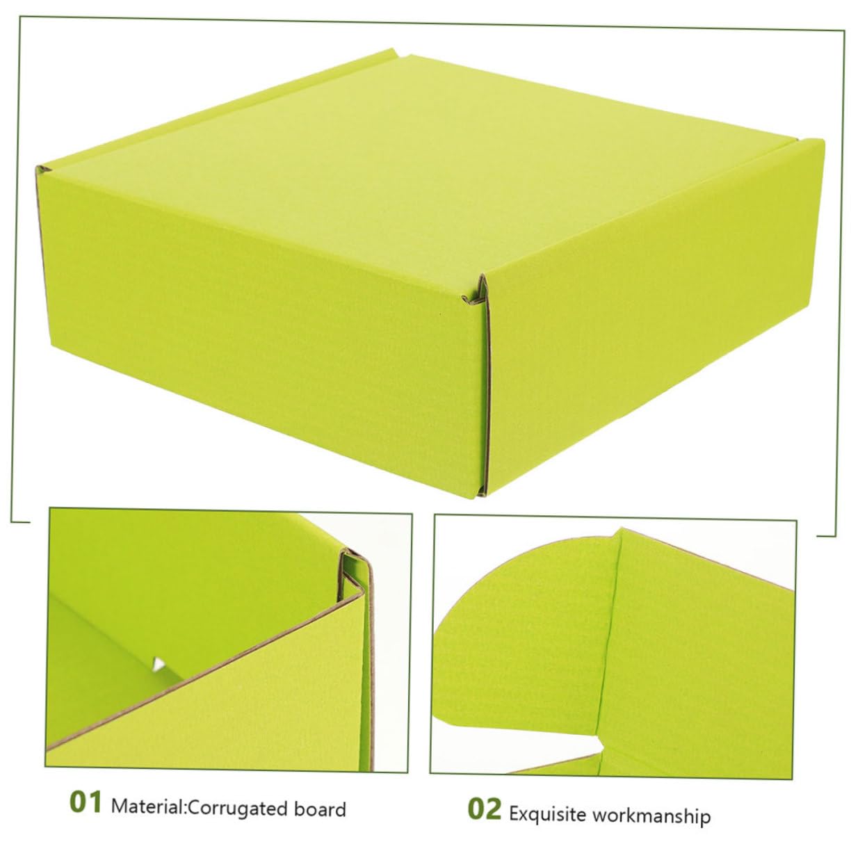SOIMISS 10 Pezzi Scatole di Cartone Verde in Cartone Ondulato Robuste per Spedizione e Trasporto senza Nastro o Colla per Imballaggio e Stoccaggio
