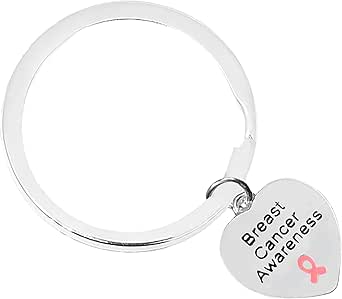 Amazon.com: Breast Cancer Awareness Heart Pink Ribbon Keychains Breast ...