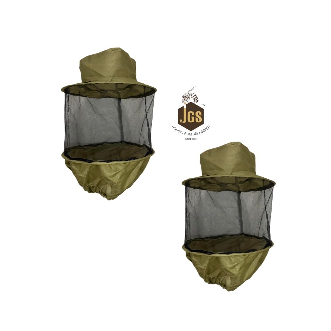 JGS Bee Cap Honeybee Cap | Bee Veil for Protection of Face from Honey Bee Sting | Sting Protection for Neck and Face (Khaki Colour, Pack of - 2) - Image 2 thumbnail