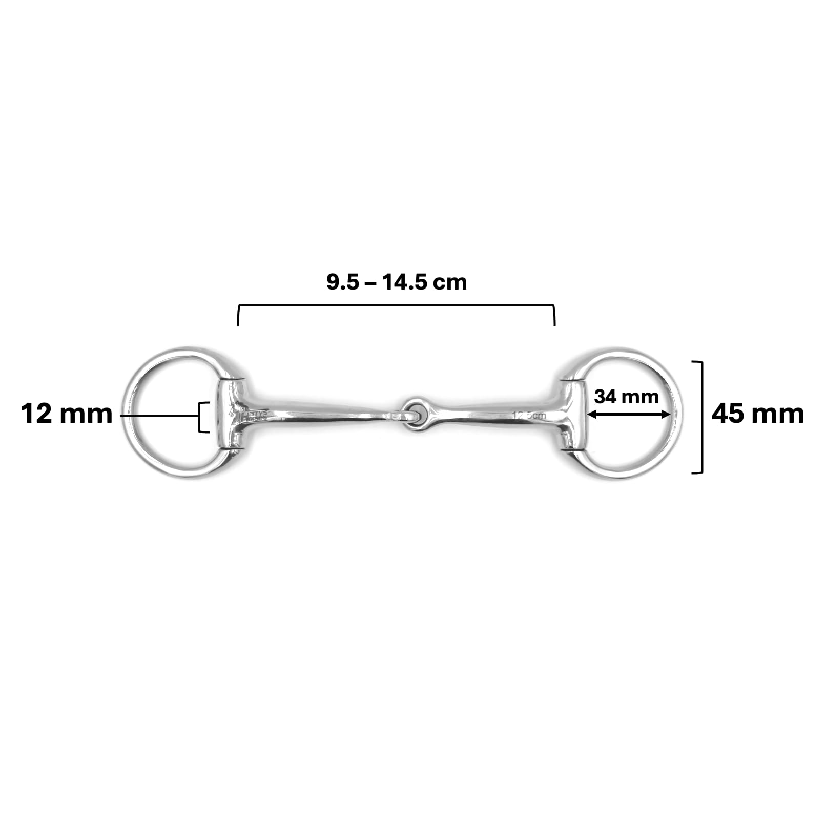 ES0005 Gebiss Olivenkopfgebiss Olivenkopftrense Einfach Gebrochen aus Edelstahl Ringdurchmesser 45 mm Gebissstärke 13 mm (10 cm)