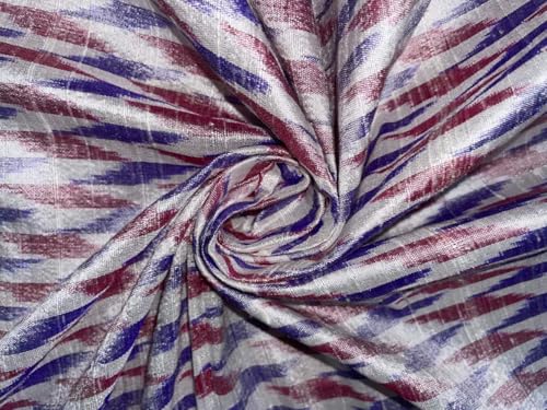 Soie Dupion Ikat Bleu 111,8 cm | Tissu Structuré Évitant les Plis Mous