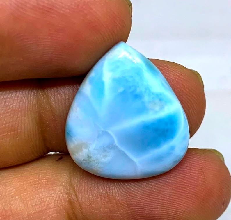 Larimar naturel en cabochon poire 21x18x5mm pour création de bijoux