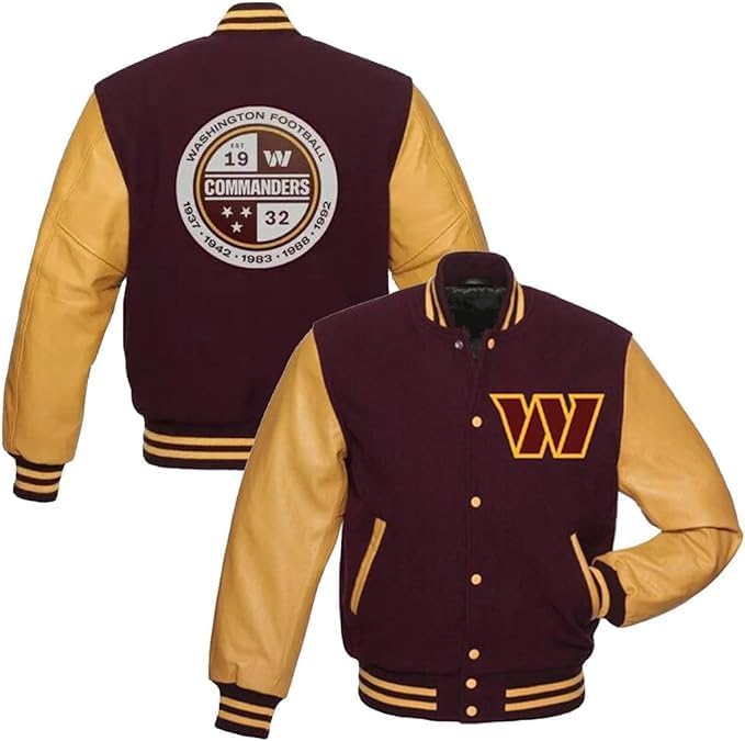 American Football Club Washiingtoon Commmanderr Varsity Jacket2