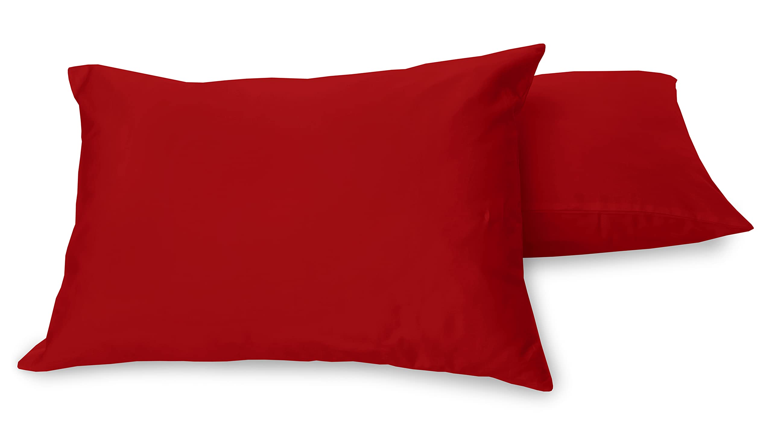 180 Thread Count 100% Pure Cotton Percale Pillowcase Pair (Red)