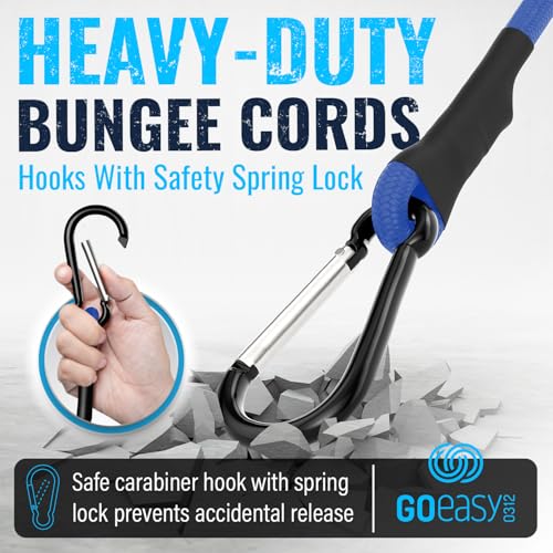 Image of GOEASY0312 12 inch 18 inch 24 inch Bungee Cords with Hooks Heavy Duty 6pcs (Blue) | 12 inch, 18 inch, 24 inch UV Resistant Bungee Cords with Carabiner Hooks for Outdoors, 200 LBS Max Break Strength - 6PCS (Blue)