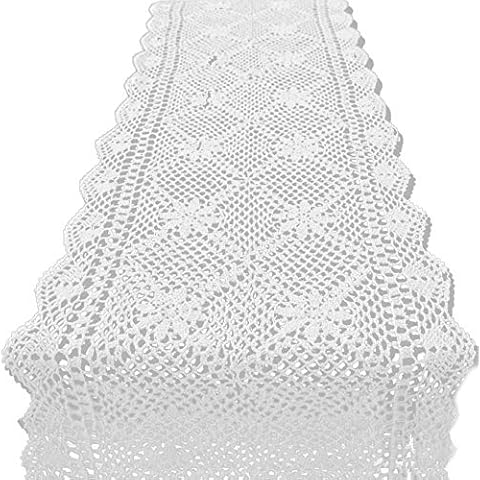 TideTex Camino de mesa de algodón hecho a mano con diseño de flores Cover
