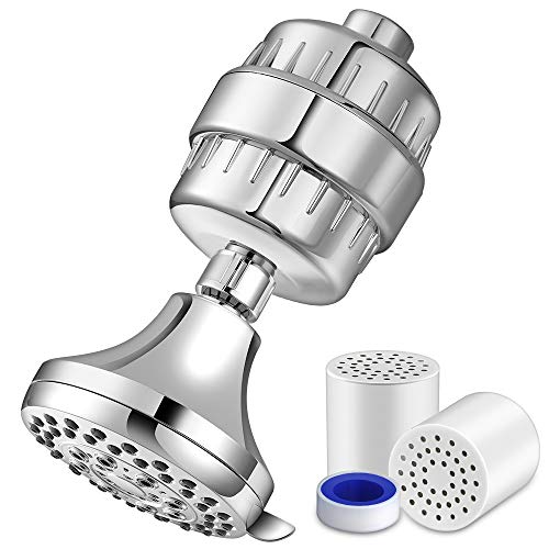 High Pressure Shower Head & 15 Stage Shower Filter for Hard Water, Universal