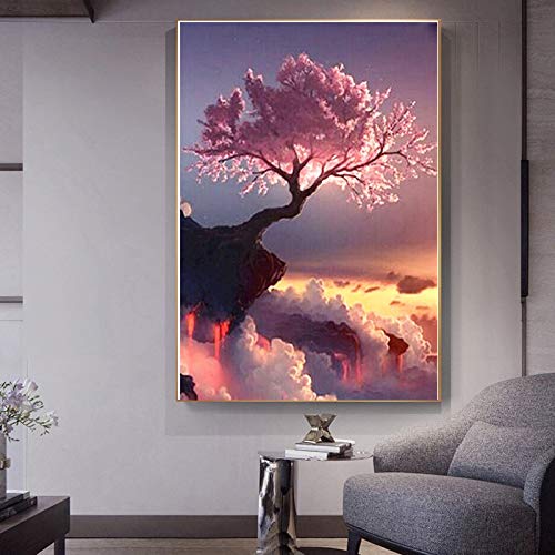 Amazon｜ウォールアート北欧のキャンバスの絵画インテリア桃の木抽象