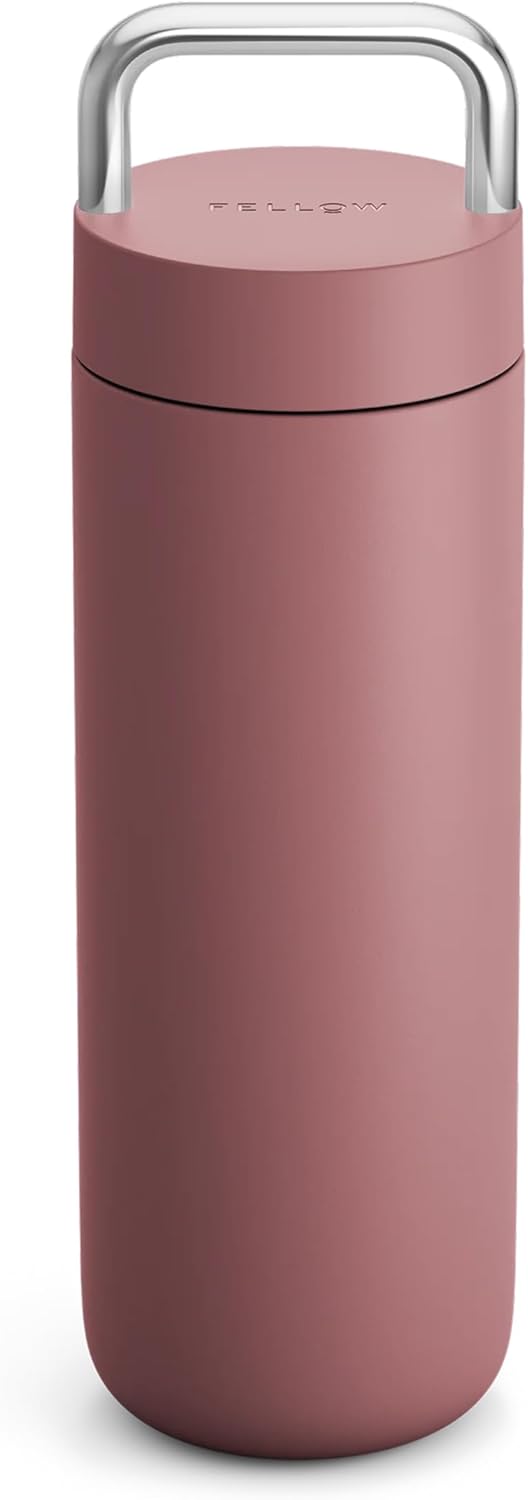Fellow 20 oz Carter Carry Water Bottle - Leak-Proof Lid, Vacuum Insulated Stainless Steel Tumbler, Keeps Heat for 12 Hours/Stays Cold for 24 Hours, Stainless Steel Handle, Dishwasher Safe,Desert Rose