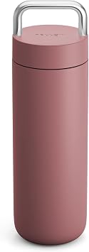 Fellow 20 oz Carter Carry Water Bottle - Leak-Proof Lid, Vacuum Insulated Stainless Steel Tumbler, Keeps Heat for 12 Hours/Stays Cold for 24 Hours, Stainless Steel Handle, Dishwasher Safe,Desert Rose
