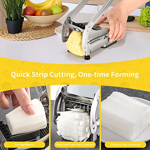 Foto von Kartoffelchips Potato Chipper Cutter, Pommes Frites Schneider, Professionelle Edelstahl Französisch Fry Chipper rutschfest Gemüse Pommes Frites Schneider Perfekt für Kartoffeln, Slicer Zuhause