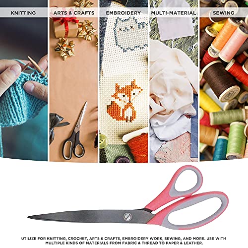 Bamboomn Titanium Softgrip Scissors Set For Sewing, Arts, Crafts, Office - 1 Set Of 3 - Pink #TOP6