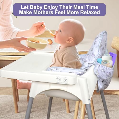 Image of For IKEA High Chair Cushion, With High Chair Handy Pocket Pouch (Animal) | For Antilop Cushion, For IKEA Antilop Highchair, Cotton Soft, Baby Sitting More Comfortable