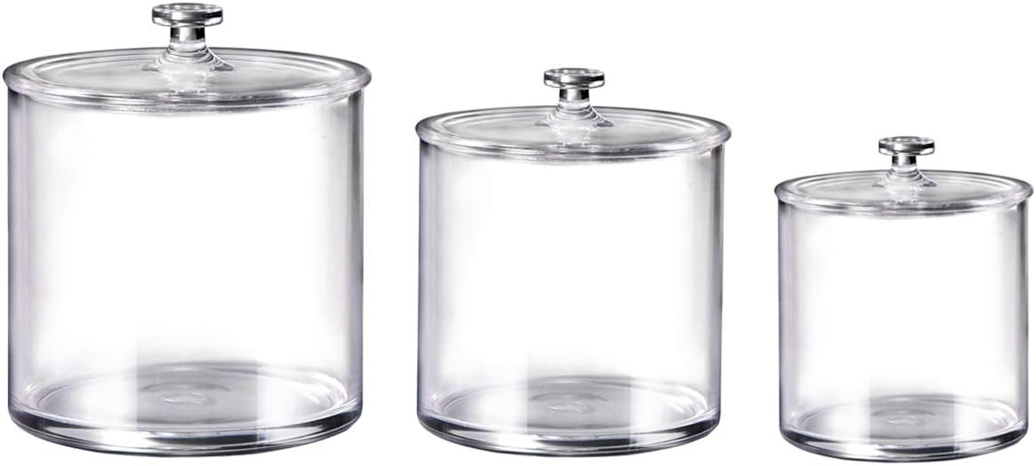3-Pack Premium Quality Acrylic Qtip Holder Apothecary Jars Bathroom Vanity Organizer Canister for Qtips,Cotton Swabs&Farmhouse Decor Metal Wire Bathroom Storage Organizer Basket Bins,2 Pack (Black) image 3
