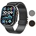 WINGLE Milanese Loop for Apple Watch Band Ultra 3/2/1 Band Ultra 49mm Series 11 10 46mm 45mm 44mm SE 3/2/1 9 8 7 6 5 4 3 Men Women,Parachute-Style Buckle Stainless Steel Mesh Metal iWatch Bands, Black