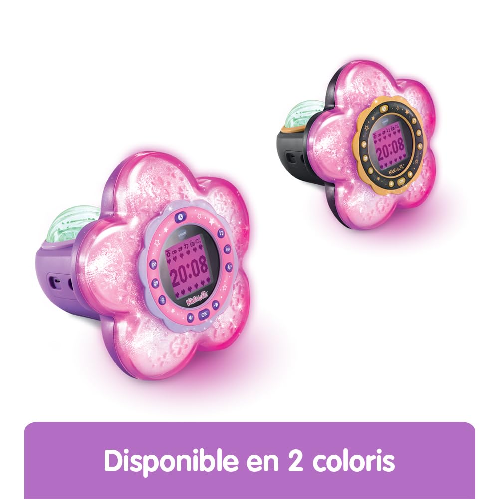 VTech KidiMagic Galaxy Light Rose Radio Réveil Enfant 9 en 1 Effets Lumineux Projection Aurores Boréales Enceinte Jeux