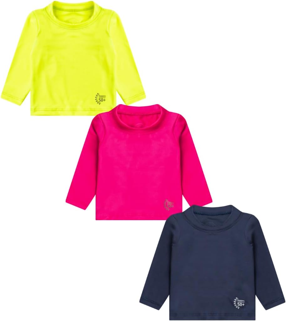 kit 3 Blusa Infantil Juvenil PROTEÇÃO SOLAR UV50+ Praia Piscina Camisa Menina ou Menino UNISSEX (BR, Numérico, 1, Slim, Feminina)