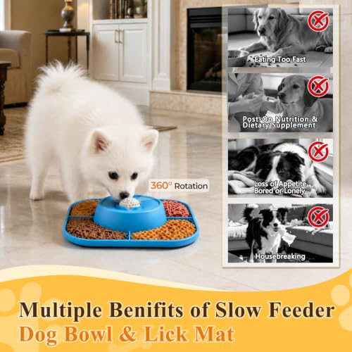 Image of 3-in-1 Slow Feeder Dog Bowl & Puppy Lick Mat & No‑Choke Rolling Ball