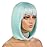 eNilecor Short Bob Hair Wigs 12 Straight with Flat Bangs Synthetic Colorful Cosplay Daily Party Wig for Women Natural As Real Hair+ Free Wig Cap (Mint Green)
