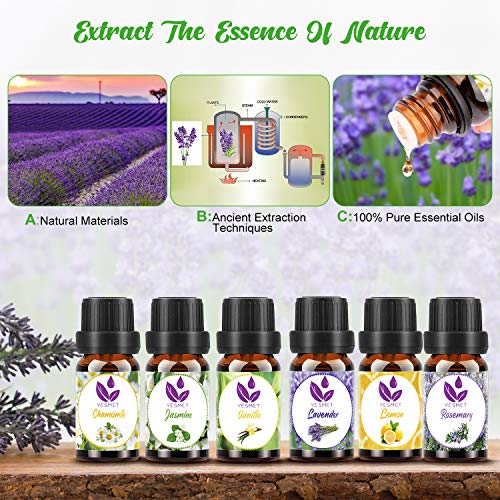 Etherische Oliën Set 14x10ml, 100% Pure Diffuser Olie Cadeauset, Citroengras/Pepermunt/Sinaasappel/Lavendel/Eucalyptus… - Afbeelding 7