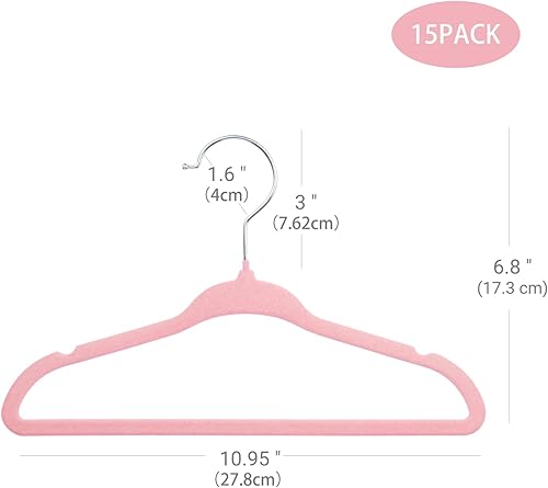 Miniatura 2 de ManGotree Perchas de terciopelo para bebés de 10.95 pulgadas, perchas antideslizantes para bebés y niños pequeños, perchas ultrafinas con gancho
