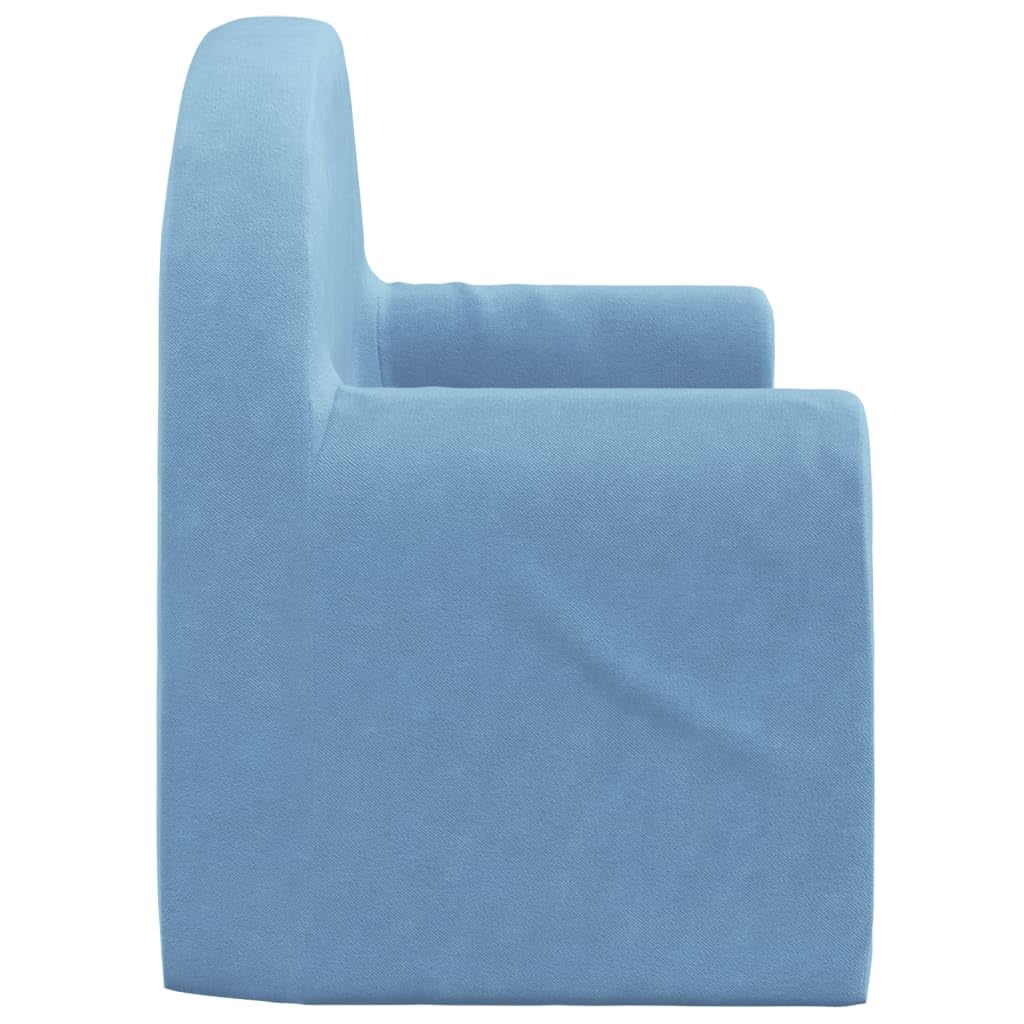 vidaXL Canapé-lit pour Enfants 2 Places, Lit de Jour avec Dossier et Accoudoirs, Lit d'Invité pour Tout-Petits Chambre Salon, Bleu Peluche Douce