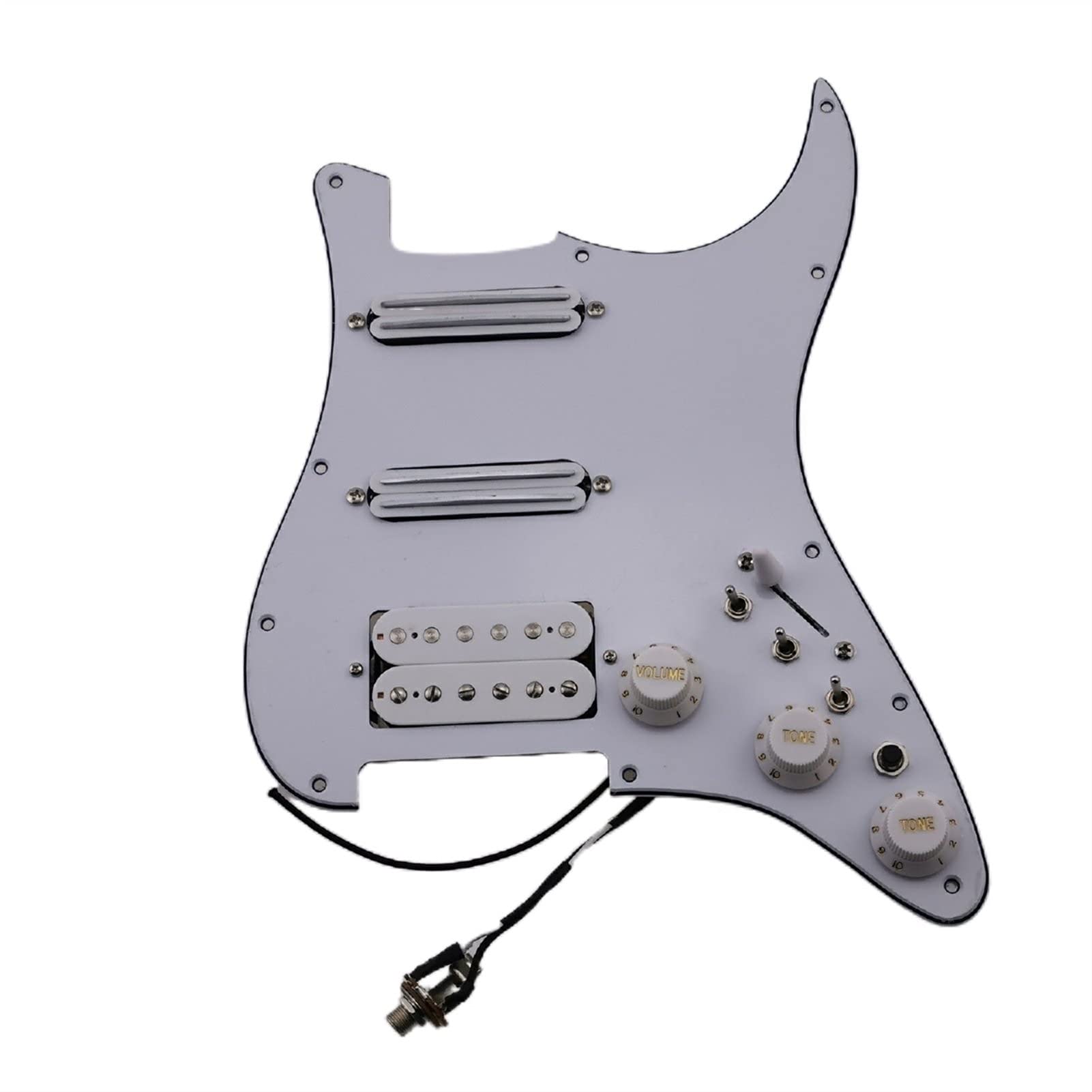 Geladenes Schlagbrett Strat Gitarre Pickup Vorverdrahteter Picker Alnico V Humbucker Pickup Single Cut Funktion Kabelbaum Guitar Set White Pickup (Color : White Pickguard)