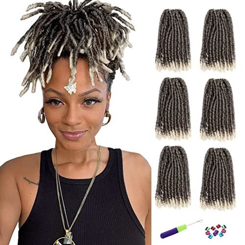 WIGNEE Hook-Hair 120 Strähnen Faux Locs 20 cm, weiche, vorgezwirnte Locs, 6 Packungen vorgezwirntes Hook-Hair für schwarze Frauen (20 cm, 4A/613)