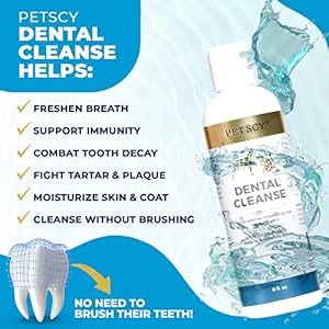 Petscy dental cleanse all natural cat dog tartar remover for teeth cat dog water additive for dental care suitable for all ages breeds sizes 8 oz  urban country home decor