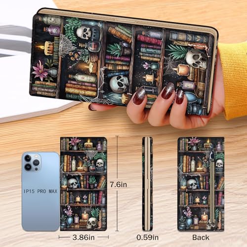 Immaturus Gothic Skull Wallet for Women, Slim RFID Blocking Credit Card Holder, Stylish PU Leather Bifold Organizer with Zipper Coin Pocket, Perfect Gift for Ladies and Teens - Image 6