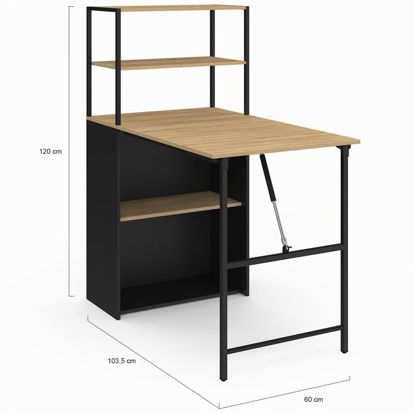 IDMarket – Escritorio de biblioteca plegable Ray bandeja plegable madera de haya y negro