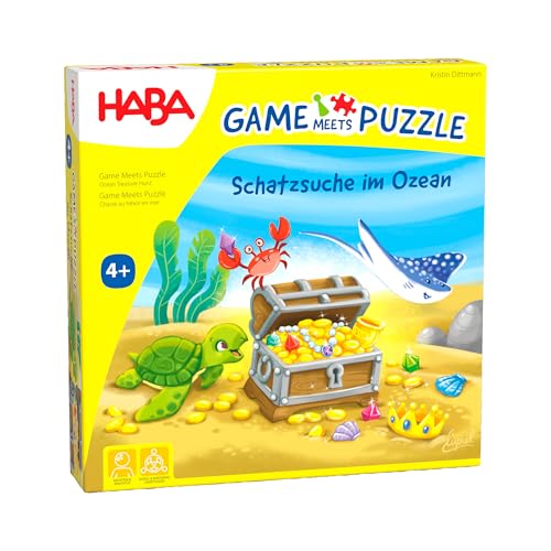 HABA Game & Puzzle - Treasure Hunt in The Ocean - Perfect Combination for Game and Puzzle Fans - with 30 Glitter Stuggets and Imaginative Hidden Object - for Children from 4 Years - 2011723001