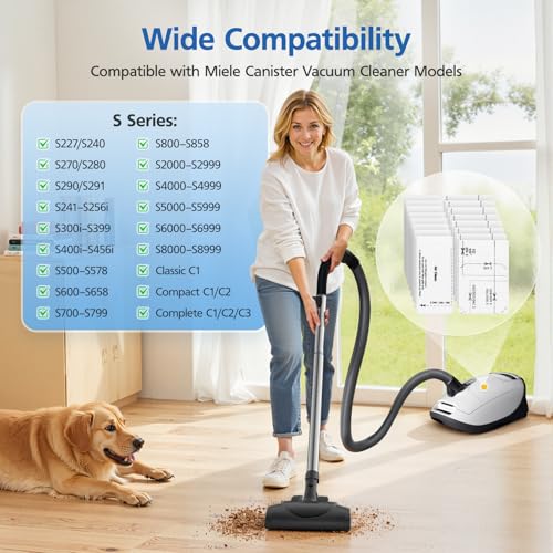 Image of 8 Pack AirClean Filters & Motor Protection Filters Compatible with Miele Classic C1, Compact C1 /C2, Complete C1 /C2 /C3, and S Series S241,S227,S240,S270,S290,S300i,S400,S500,S700,S2,S4,S5,S6,S8 Vacuums