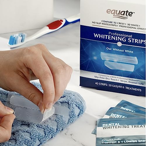 Image of Equate Professional Teeth Whitening Strips, Enamel Safe, 40 Whitening Strips (20 Treatments)
