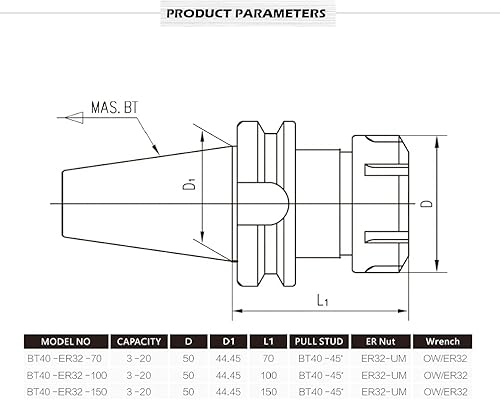 Miniatura 6 de US Stock 4 piezas de precisión equilibrada BT40-ER32-70 portaherramientas G2.525000 RPM BT40 Perillas de retención ER32 tuercas de pinza incluidas