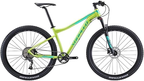 Fahrrad, 9-Gang-Mountainbikes, Aluminiumrahmen-Herrenfahrrad mit Vorderradaufhängung, Unisex-Hardtail-Mountainbike, All-Terrain-Mountainbike,Grün,29 Zoll
