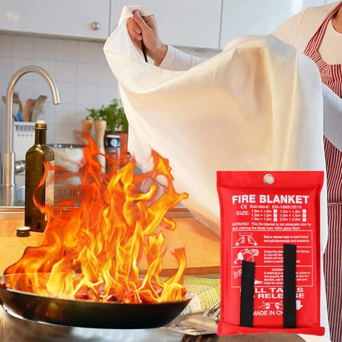 Image of Jerify 24 Pack Fire Blanket for Home Emergency - 47 x 47 Inch Kitchen Fire Suppression, Fiberglass Flame Retardant Protection and Heat Insulation (Red)
