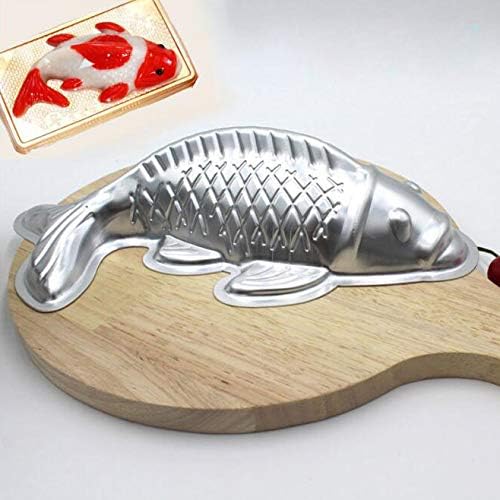 Miniatura 2 de Pastel en forma de pez, molde de pastel de pescado koi, molde de aleación de aluminio 3D para pasteles (10 pulgadas)