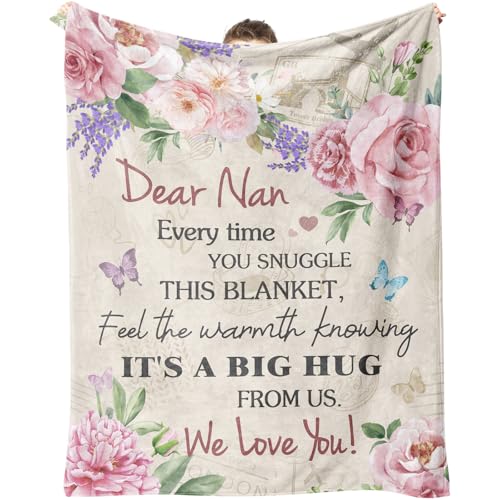 Dozon Nan Gifts from Grandchildren Gifts for Nan Nan Birthday Gifts Blanket Presents for Nanny Nana Grandma Granny on Valentines Mothers Day Christmas Blankets Throws 150x130cm