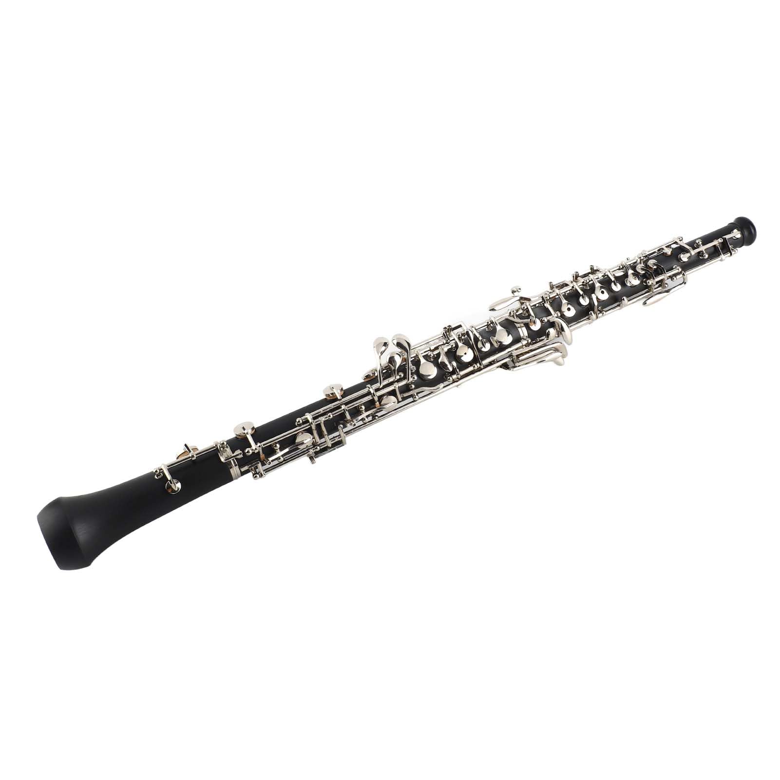 HUIOP Oboe profesional con llave en C,estilo semiautomático,teclas niqueladas,instrumento de viento de madera con guantes de caña para oboe,estuche de cuero,bolsa de transporte,paño de limpieza,oboe