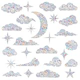 26 Pieces Cloud and Star Window Decals for Bird Strikes - Anti-Collision Glass Clings to Save Birds,Non Adhesive Rainbow Suncatch Stickers, Easy Remove No Residue and Reusable