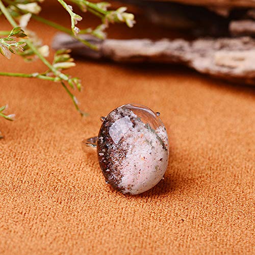 EASTCODE Gray Natural Ghost Crystal Ring S925 Sterling Silver Ring Simple Lucky for Men Women Gift Crystal Ring Jewelry Wholesale